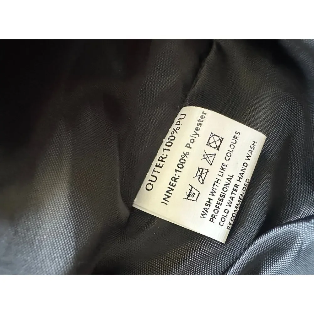 Boys Black Faux Leather Bomber Jacket Size 160 Youth Zip Motorcycle Coat